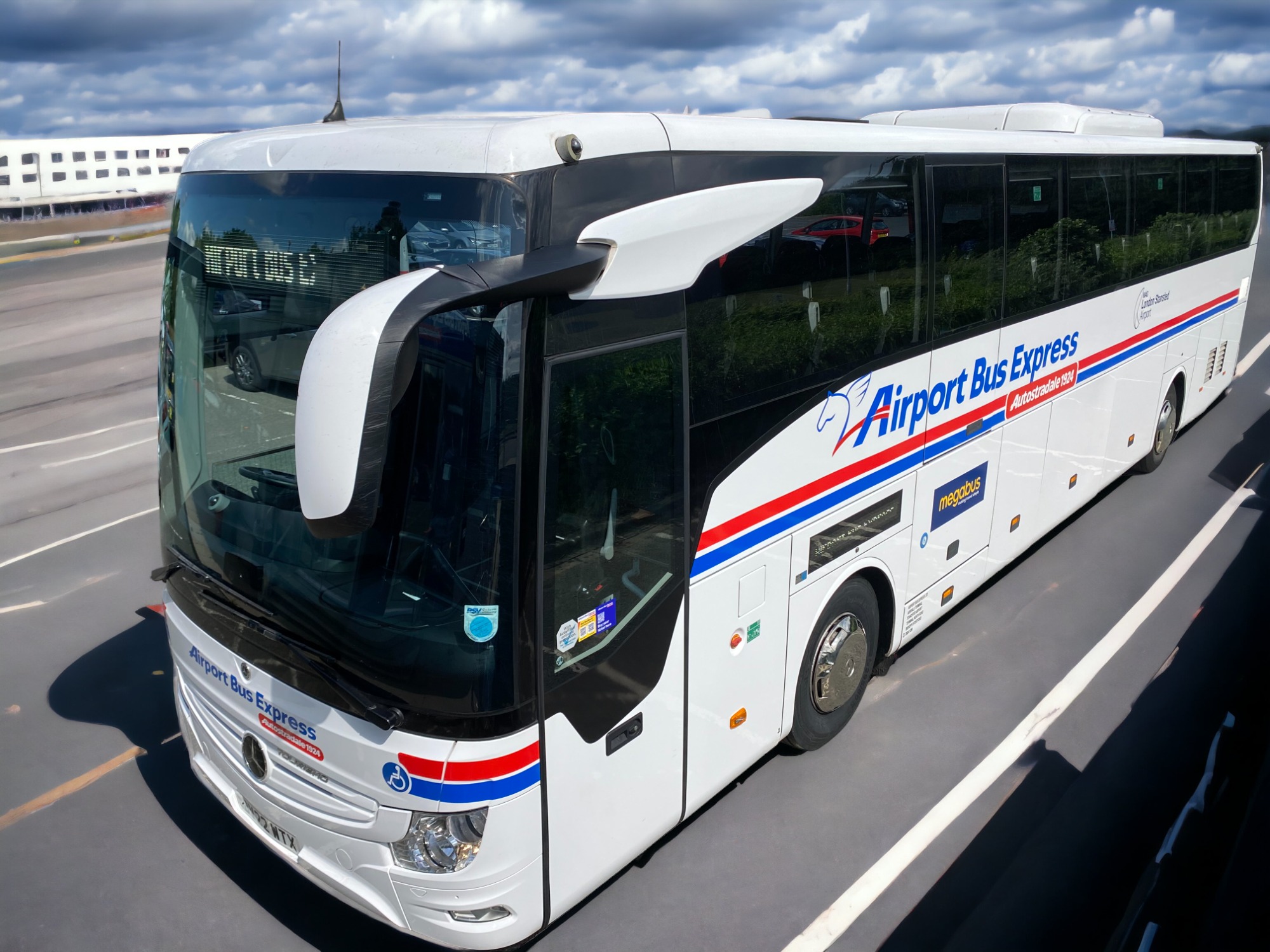 Close up photo of Airport Bus Express coach