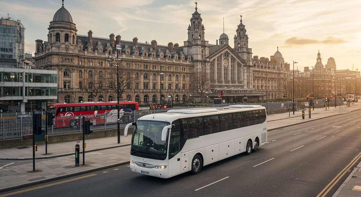 London airport bus ready to depart for Stansted Airport