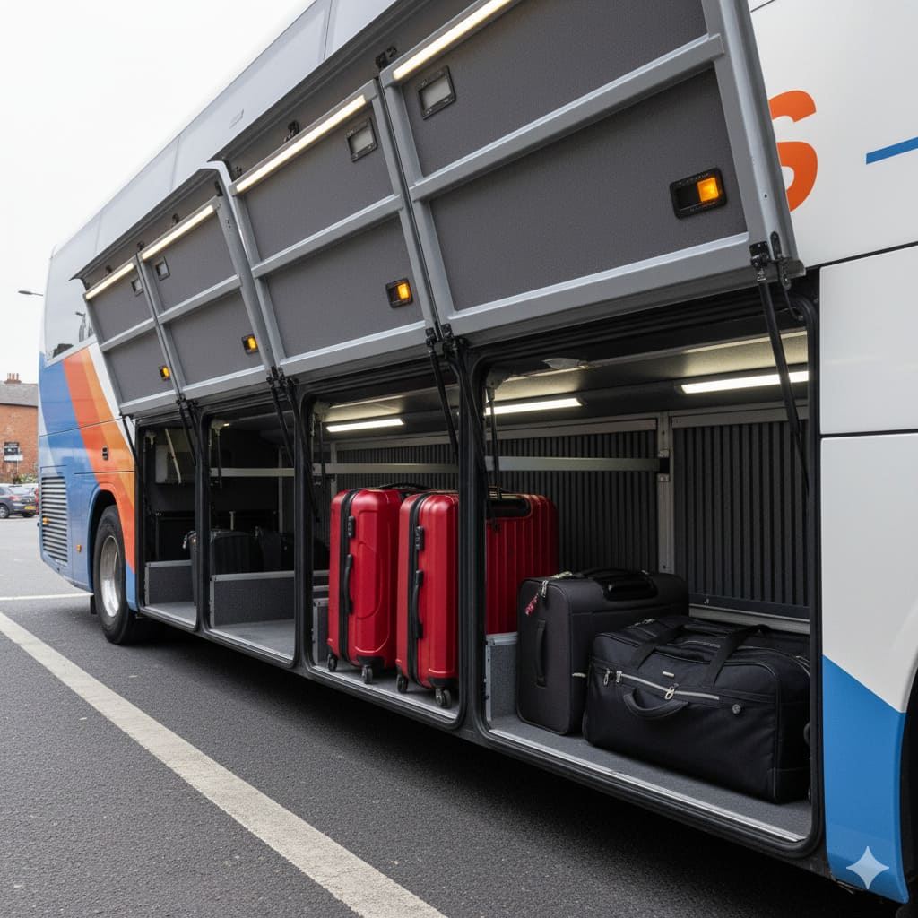 Generous luggage allowance with bag and suitcase storage in luggage compartment