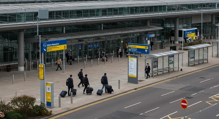 Modern coach providing an inter-airport transfer service between Luton and Stansted airports