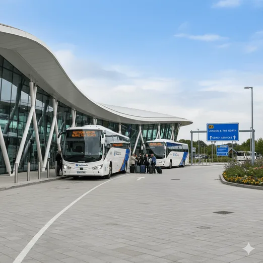 Milton Keynes Coachway bus stop with regular services to Luton Airport